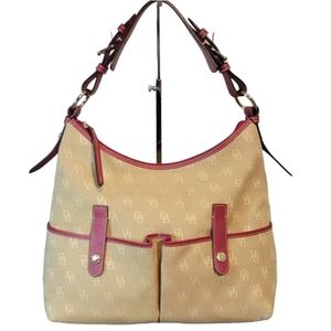 Dooney & Bourke Signature Monogram Double Pocket Hobo EUC
